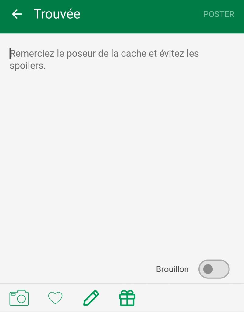 Icône de partage des Shareables dans l’application Geocaching