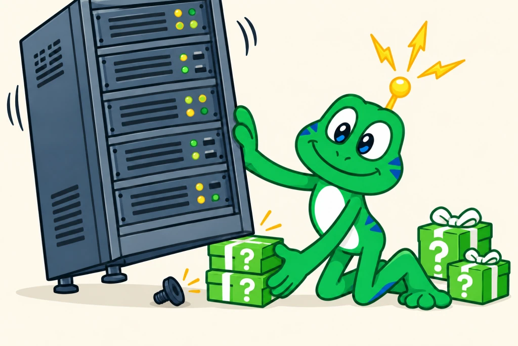 Signal cale une armoire de serveurs avec des cadeaux Shareables